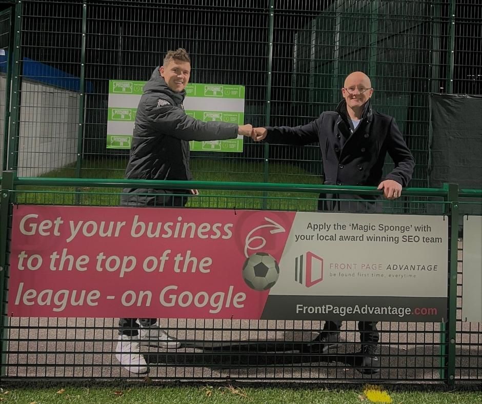 Basingstoke Football Club with Front Page Advantage banner