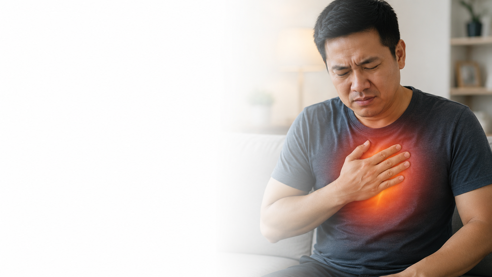 person suffering with heartburn