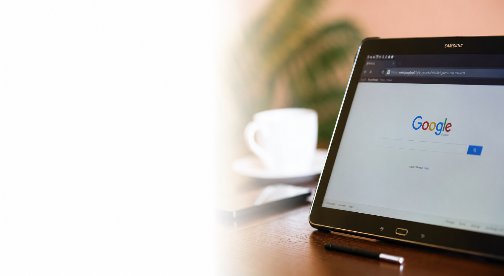 Google search on an ipad with a cup of coffee in the background